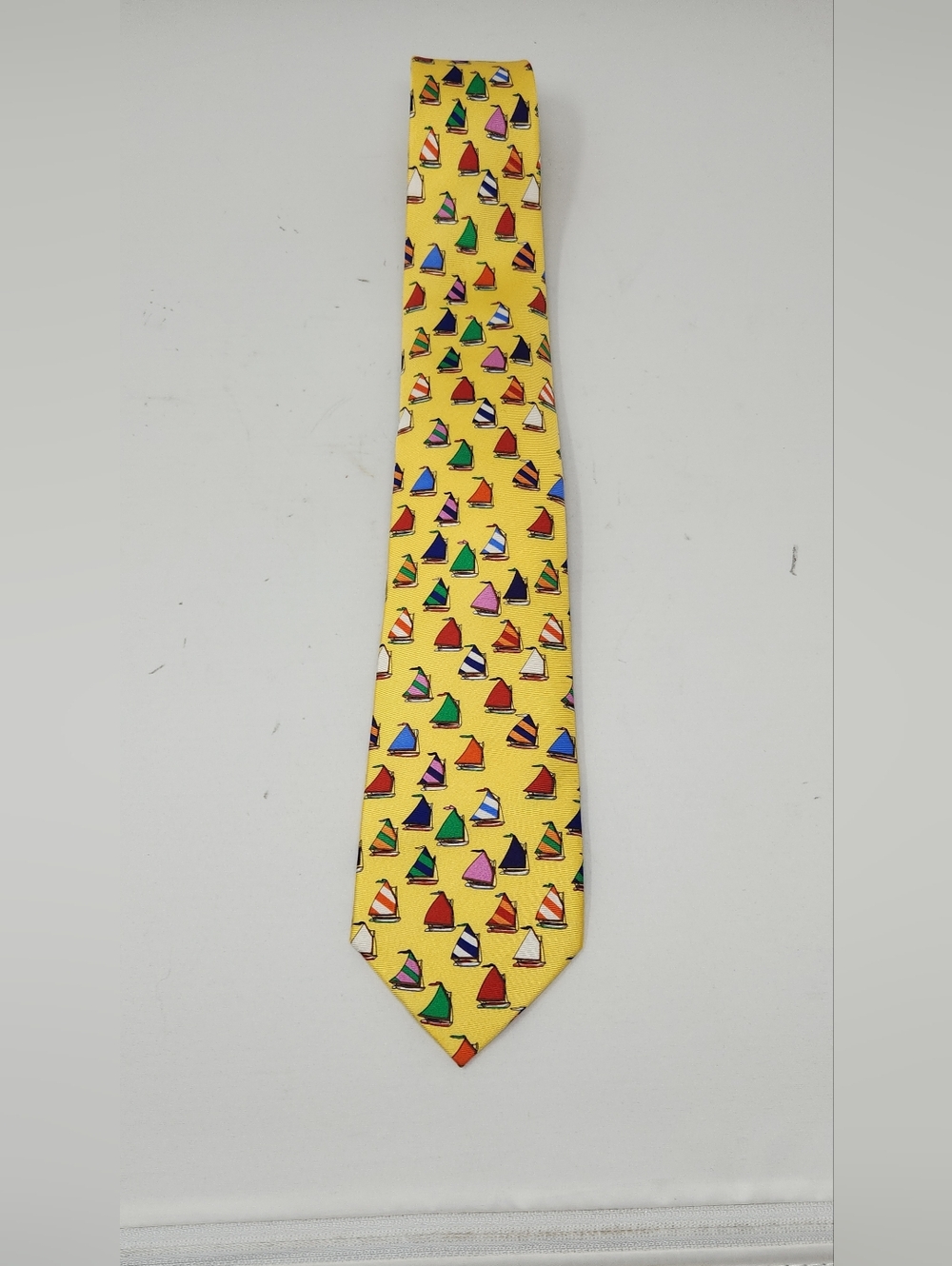 New Sailboat ⛵️ Eric Holch for Alynn 100% Silk Tie Yellow Novelty